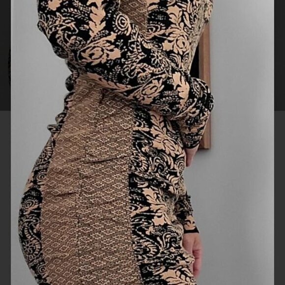 ZARA Bodycon Jacquard Dress Black & Gold Size Small NWT - Picture 5 of 7